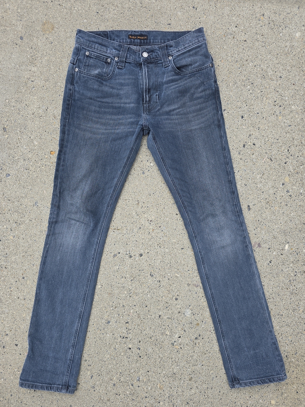 Nudie Jeans Co Grim Tim Grey Black Slim Fit Denim Size 30x32